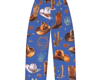 Pantalons de pyjama vintage western pour femmes, bottes de cowboy et chapeaux de cowboy, pyjamas à thème pour femmes, bas de détente confortables et confortables, lassos et cactus