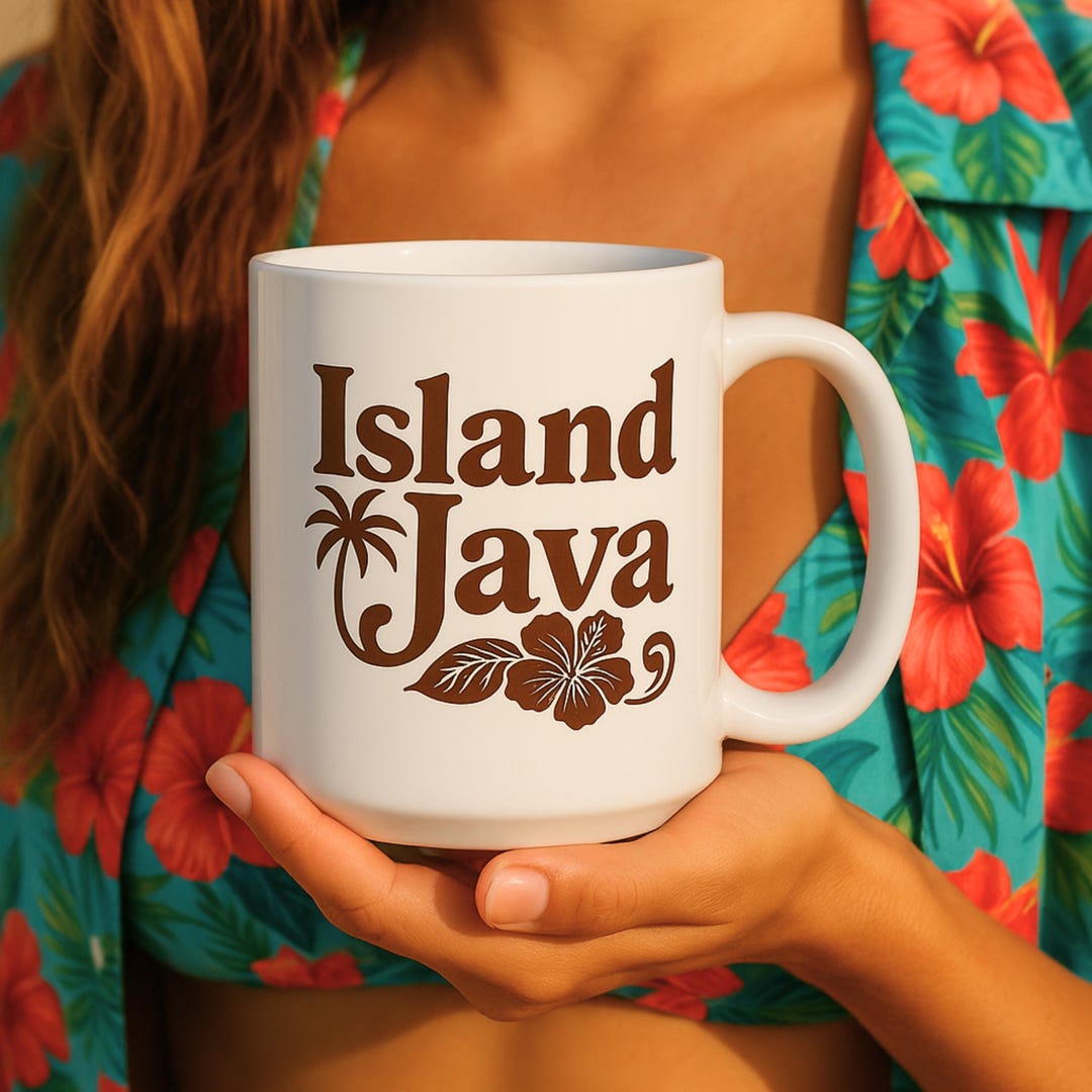 Tropical Island Luxe Java Beach Vibes Ceramic Coffee Mug, Aloha Hawaii ...
