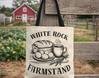 Personalized Farmstand Tote Bag Gift, Custom Farmers Market Reusable Carryall, Vintage Sourdough Coffee Eggs Wheat Garden Harvest Basket