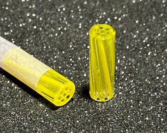 Borosilicate Glass Tips,  Reusable Smoking Handmade Filters, Striped "Crayon Yellow"