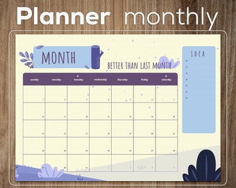 Monthly planner printable, 2024 digital planner, planner pdf, planner digital, planner printable, goal planner digital, work planner pdf