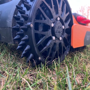 Ruedas Worx Landroid M300-M1000, Plus, púas, ruedas con púas, rueda de repuesto, todoterreno, llantas BBS, tracción, cuidado del césped, aireación del césped, tuning de jardín imagen 2