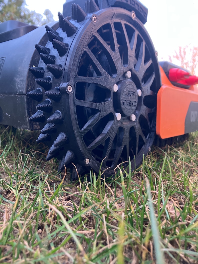 Ruedas Worx Landroid M300-M1000, Plus, púas, ruedas con púas, rueda de repuesto, todoterreno, llantas BBS, tracción, cuidado del césped, aireación del césped, tuning de jardín imagen 2