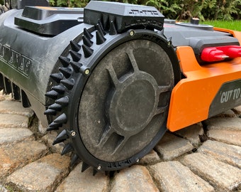 Worx Landroid wheels M300-M1000, Plus, spike, spiked wheels, spare wheel, off-road, 3D printing, traction, lawn care, lawn aeration, garden, Easter, spring