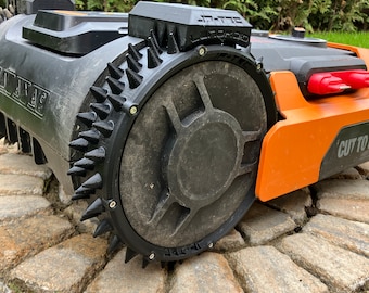 Worx Landroid wheels M300-M1000, Plus, spike, spiked wheels, spare wheel, off-road, 3D printing, traction, lawn care, lawn aeration, garden, Easter, spring