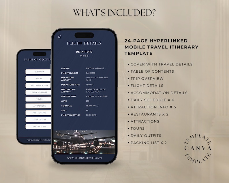 Mobile Travel Itinerary | Editable Travel Itinerary Template | Trip ...
