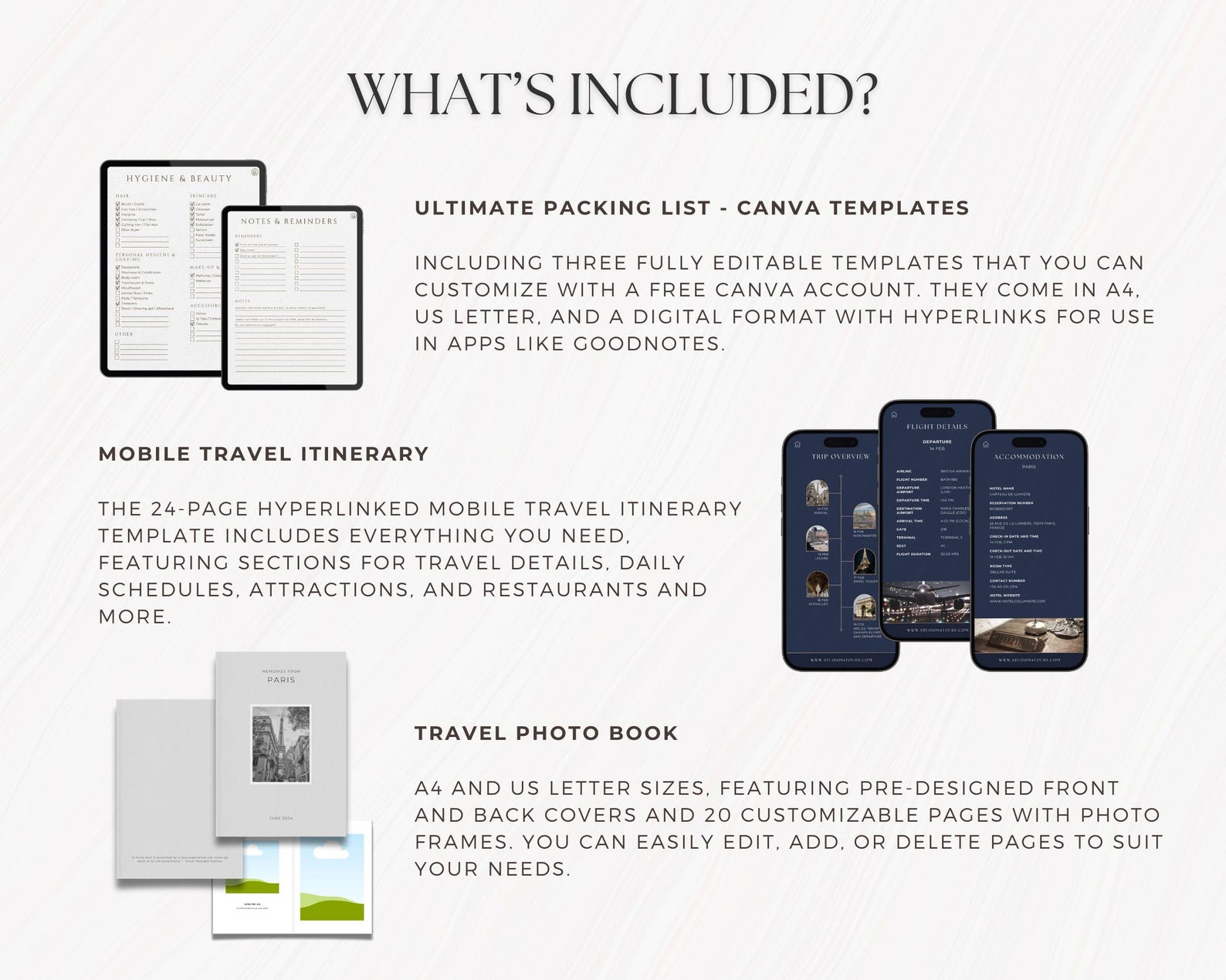 Travel Template Bundle | Editable Travel Packing List | Mobile Travel ...