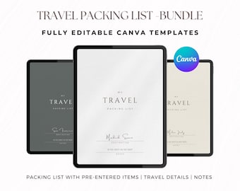 Editable Travel Packing List | Digital Travel Packing Checklist | Canva ...
