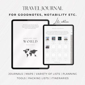 Diario de viaje digital Lite / Diario de viaje Goodnotes / Diario de vacaciones / Planificador de viajes / Álbum de recortes de viajes digital / Diario de viaje