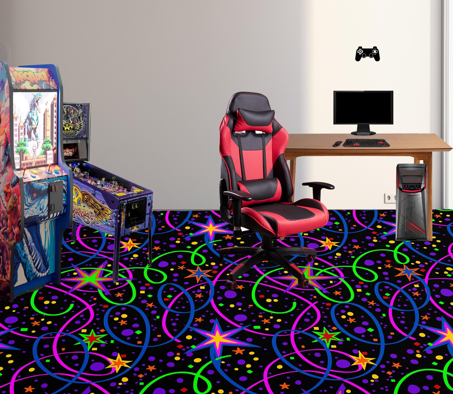 Arcade Rug, Stars Rug, Star Pattern Rug, Arcade Room Rug, Arcade Saloon ...