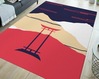 Japans tapijt, Japans tapijt, abstract minimaal tapijt, schildertapijt, decoratief tapijt, modern tapijt, abstract tapijt, abstract kunsttapijt, kleurrijk kunsttapijt