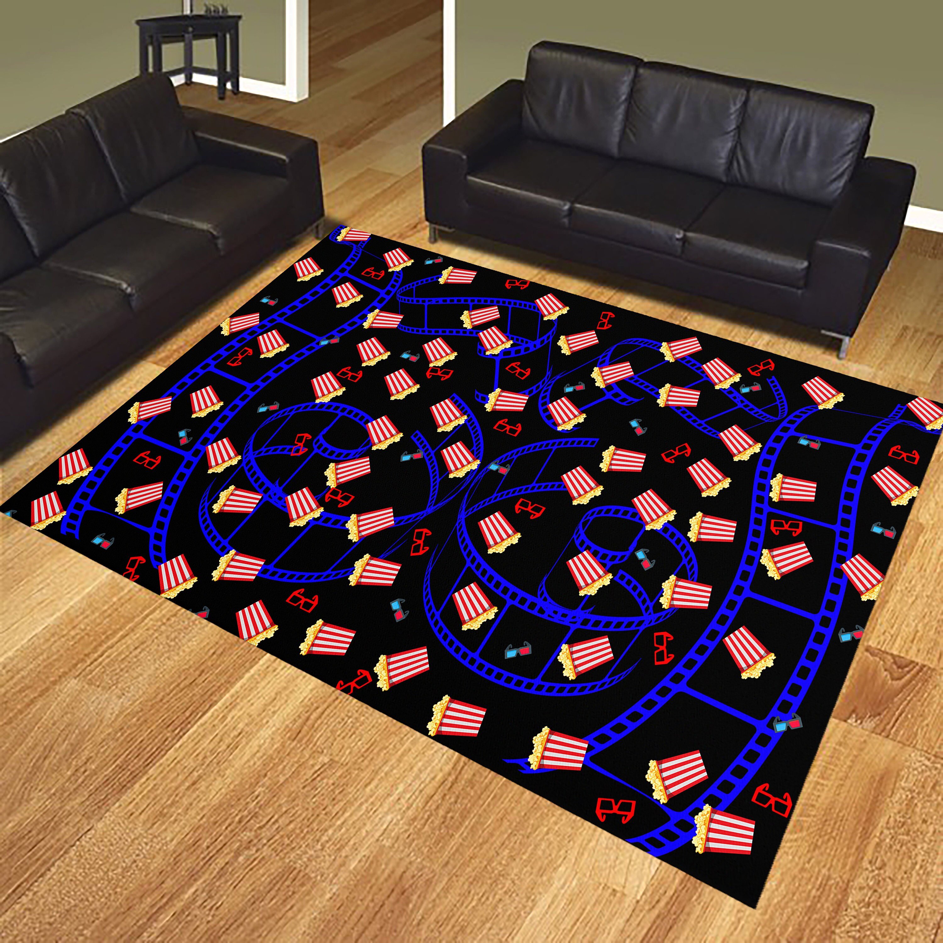 First Popcorn Machine Rug Cinema Rug, Cinema Room Rug, Popcorn Pattern Rug, Cinema Themed Rug ...