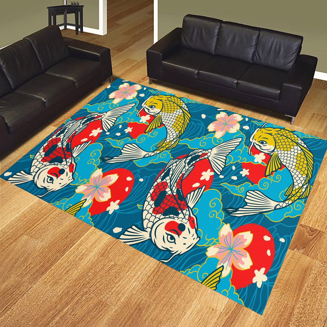 Koi Fish Rug, Colorful Fish Rug, Animal Rug, Colorful Rug, Area Rug ...