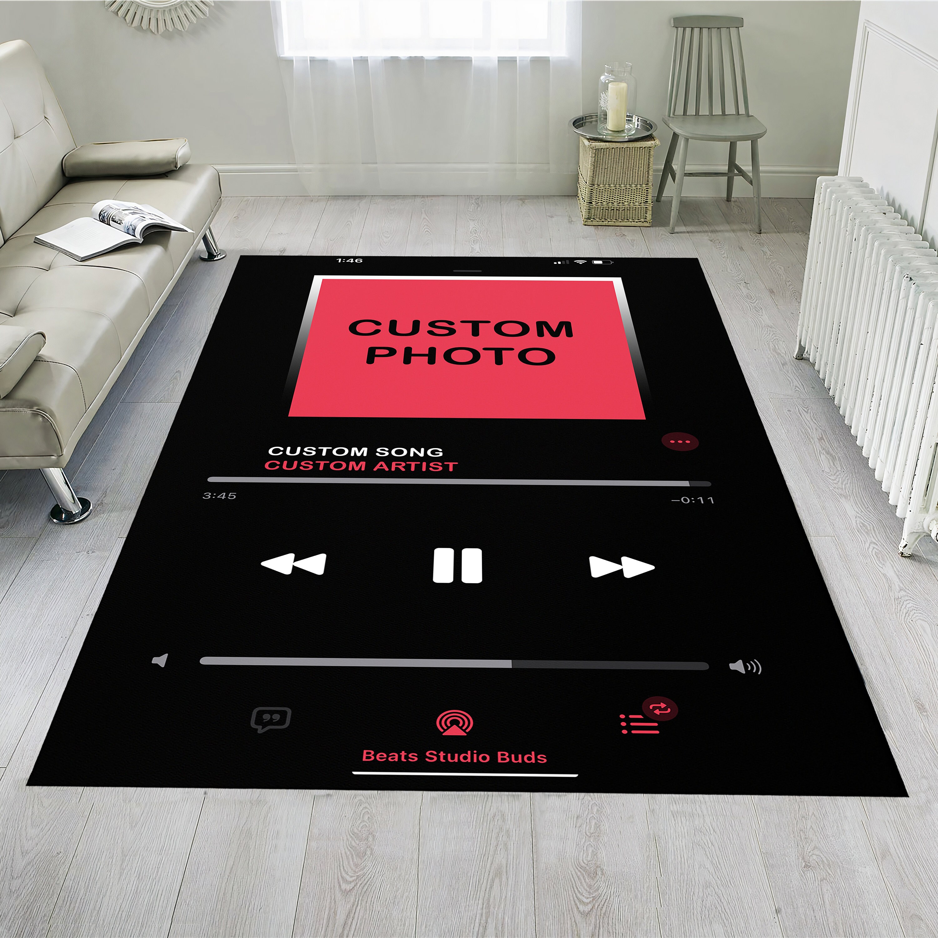 Spotify Song Rug Customizable Rug, Music Rug, Custom Size, Music Room Rug, Custom Design ...
