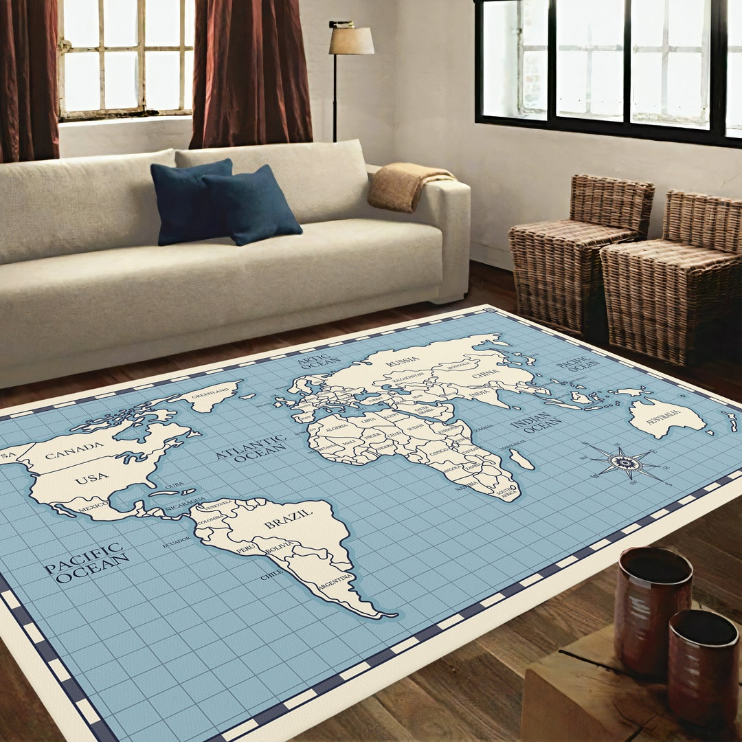Map Rug, World Map Rug, Home Decor Rug, Modern Rug, World Rug, Map ...