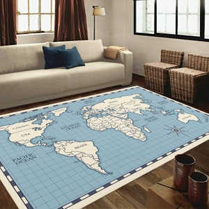 Map rug, world map rug, home decor rug, modern rug, world rug, map decor, world map decor