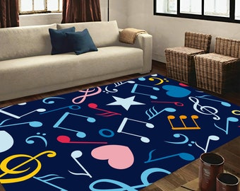 Music room rug, music room decor, music rug, music notes rug, music room art, music lover gift, music teacher gift, music decor