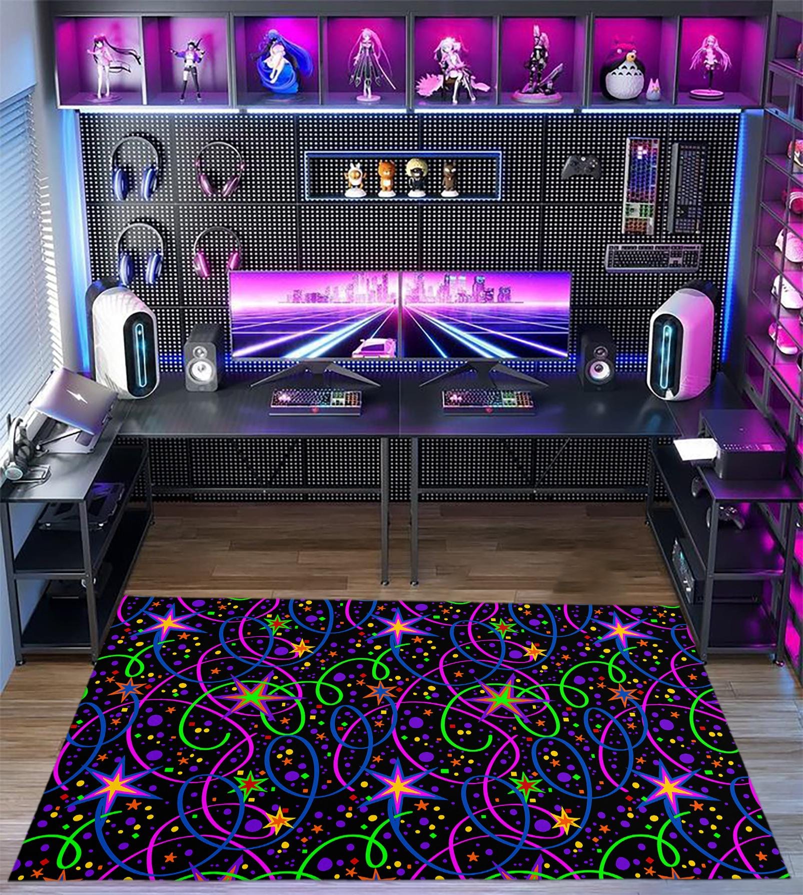 Arcade Rug, Stars Rug, Star Pattern Rug, Arcade Room Rug, Arcade Saloon ...