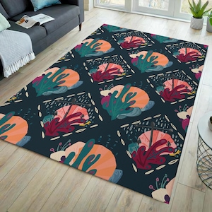 Cactus rug, colorful cactus rug, cactus pattern rug, home decor, modern rug, area rug, floral rug, decorative rug, cactus themed rug