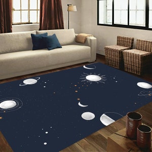 Alfombra de estrellas, alfombra de luna, alfombra de cielo, alfombra de noche, alfombra de planeta, alfombra espacial, alfombra de guardería, alfombra de habitación para niños, alfombra de habitación de bebé, alfombra del universo