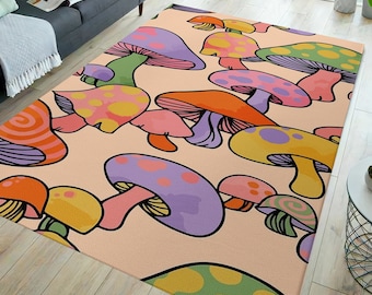 Mushroom rug, mushroom art rug, mushroom decor, mushroom gift, mushroom aesthetic rug, aesthetic rug, home decor, decorative rug