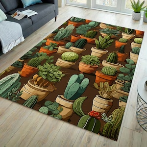 Cactus rug, cactus pattern rug, home decor, office decor, desert rug, modern rug, area rug, floral rug, area rug