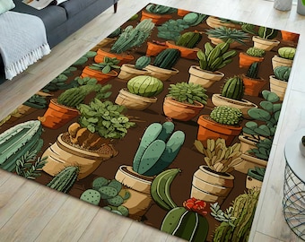 Cactus rug, cactus pattern rug, home decor, office decor, desert rug, modern rug, area rug, floral rug, area rug