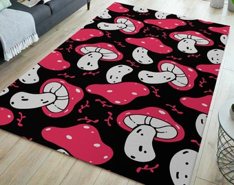 Mushroom rug, mushroom art rug, mushroom decor, mushroom gift, mushroom aesthetic rug, aesthetic rug, funky rug, hypebeast rug, popular rug