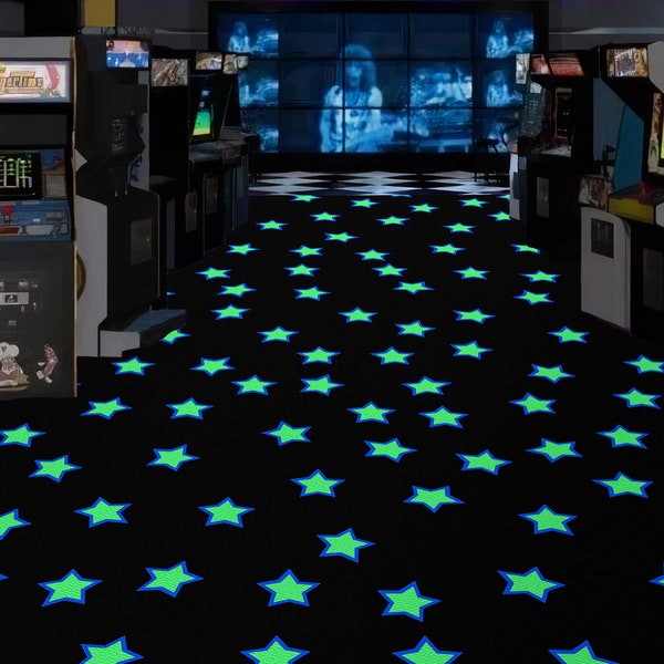 Tapis d'arcade, tapis à motif étoiles, tapis de salle d'arcade, tapis amusant, tapis pour borne d'arcade, tapis de joueur, tapis d'arcade rétro, cadeau de jeu d'arcade, tapis de joueur