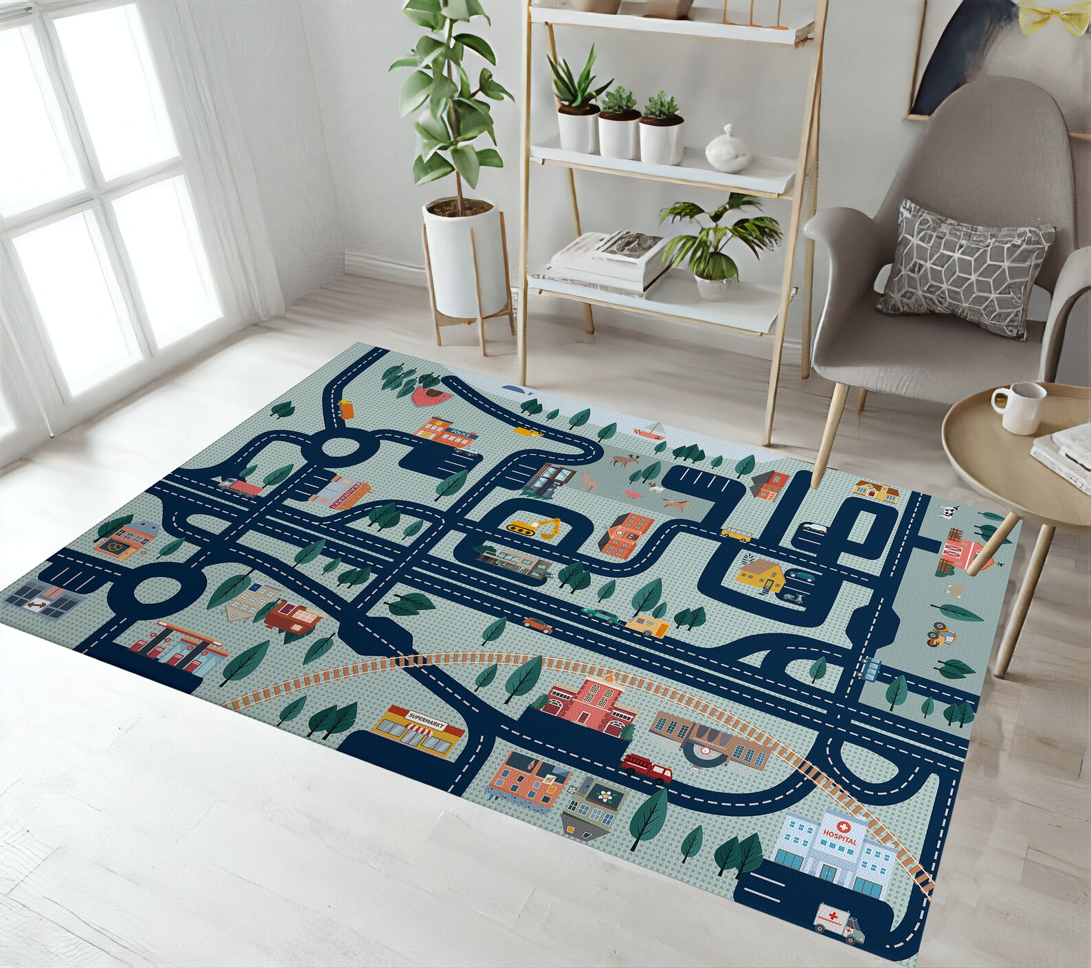 Race Track Rug, Road Rug, Traffic Rug, Nursery Rug, Kids Rug, Kidsroom ...
