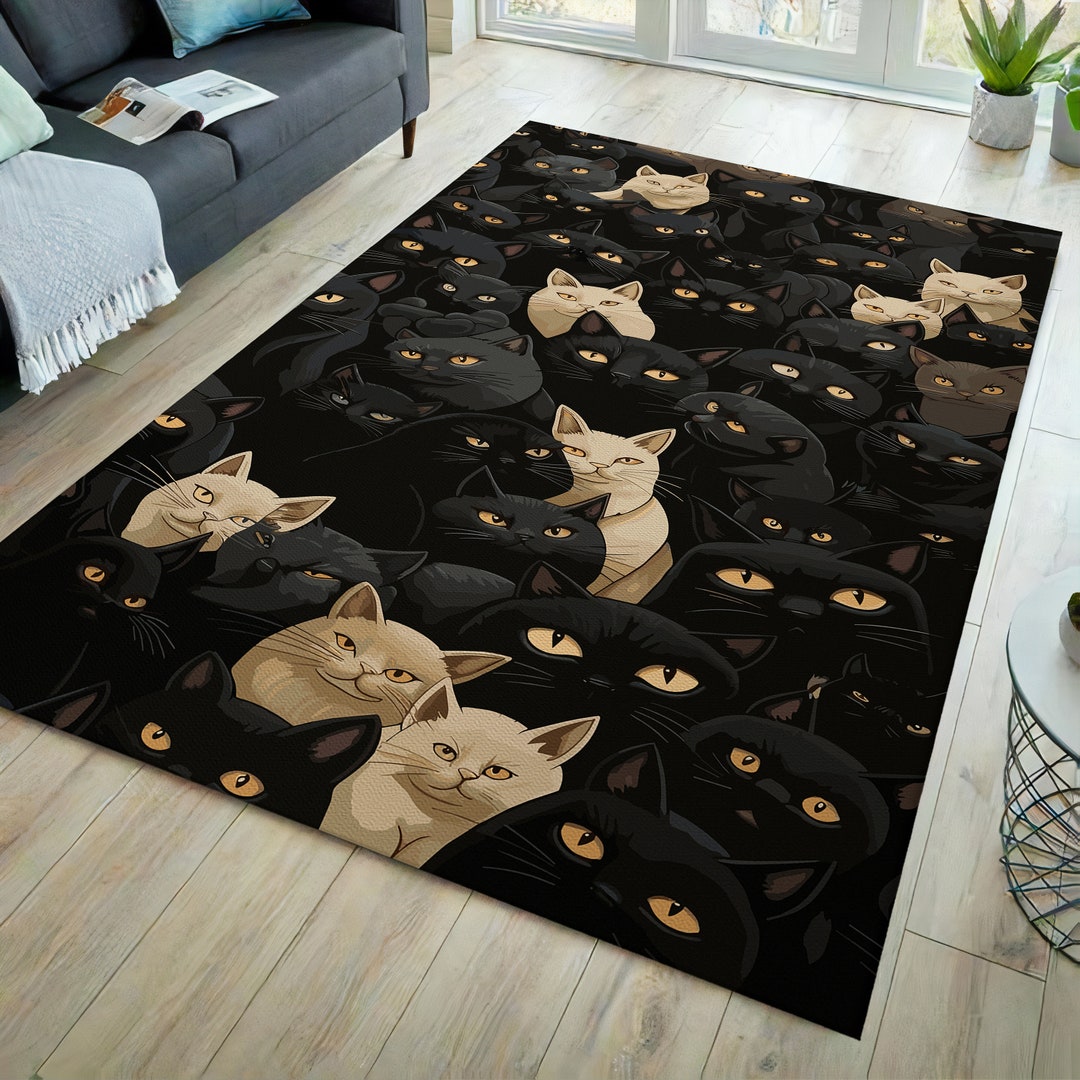 Cat Pattern Rug, Cat Rug, Animal Rug, Animal Pattern Rug, Cats Themed ...