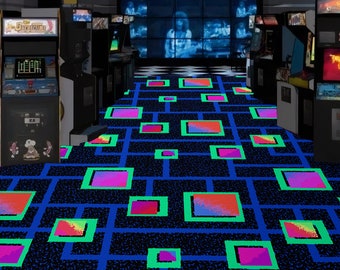 Alfombra arcade, alfombra de gabinete arcade, alfombra con forma geométrica, alfombra de jugador, alfombra de habitación para adolescentes, alfombra arcade retro, alfombra arcade casera, regalo de juego arcade