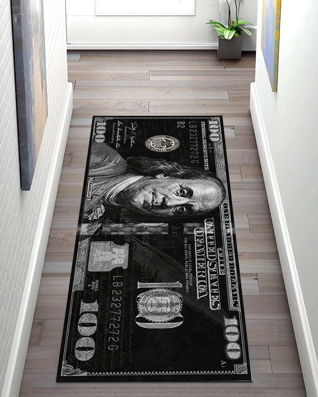 Dollar Rug, Black Runner, Money Rug, Runner Rug, Entry Rug, Kitchen