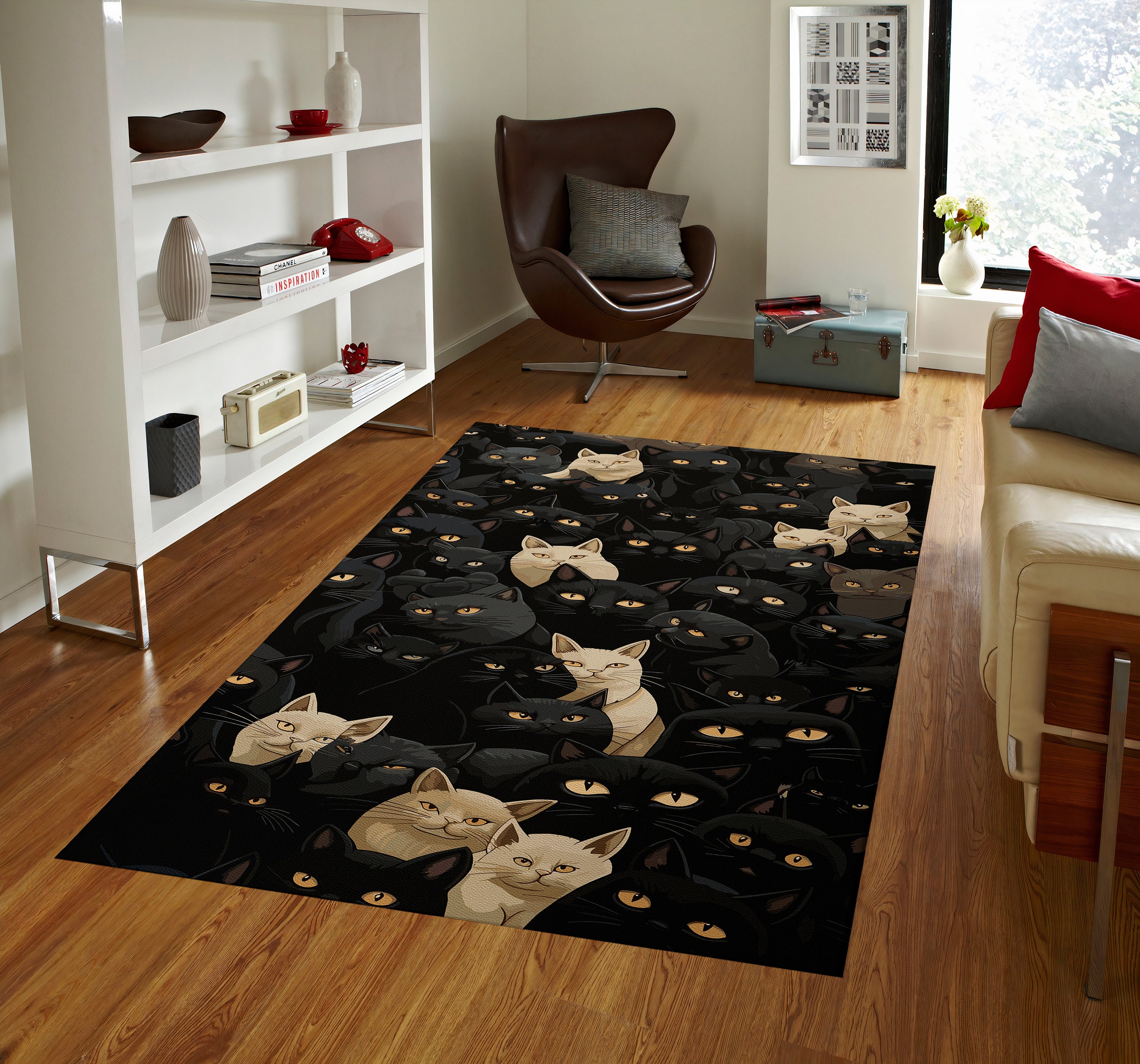 Cat Pattern Rug, Cat Rug, Animal Rug, Animal Pattern Rug, Cats Themed ...