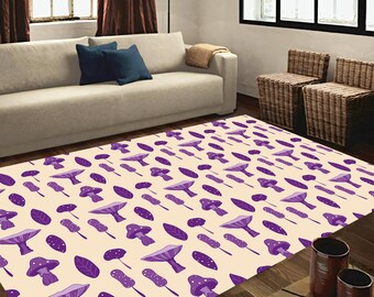 Mushroom rug, beige rug, mushroom art rug, mushroom decor, mushroom gift, mushroom aesthetic rug, aesthetic rug, funky rug, hypebeast rug