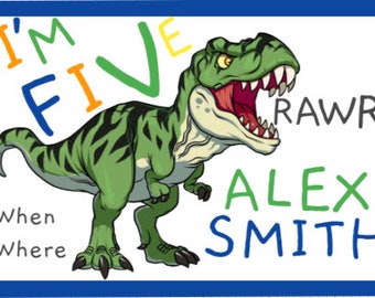 Editable Dinosaur Birthday Card, Trex, Triceratops, Velociraptor, Stegosaurus, Brachiosaurus,  Print, Boys Birthday