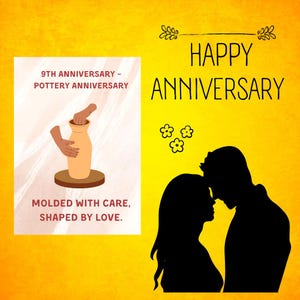 Vier 9 jaar liefde met een Digital Pottery Anniversary Card