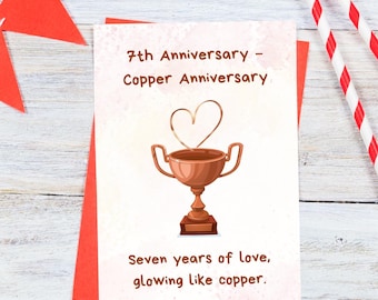 Rustic Elegance: 7th Year Copper Anniversary Digital Card
