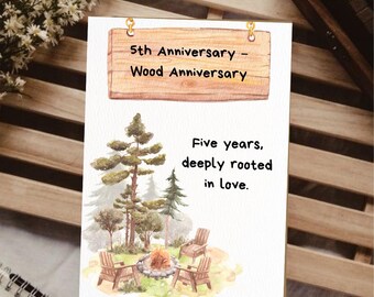 Celebrate 5 Years Together with a Rustic Wood Anniversary Digital Card