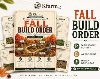 Fall Homestead Build Order Printable Guide | 16 A4 Farm Planning Posters