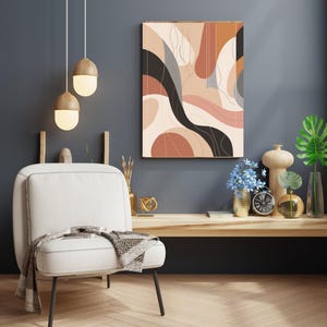 Modern Minimalist Wall Art, Earthy Tone Printable Poster, Abstract Boho Decor, Large Digital Print (3000 x 4000 px)