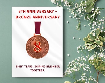 Celebrate 8 Years Together: Elegant Bronze Anniversary Card