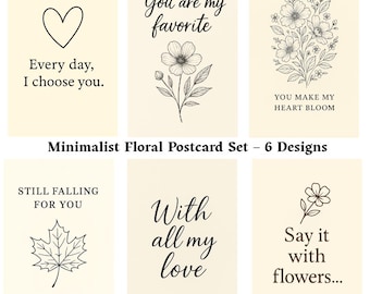 Set of 6 Mini Floral Greeting Cards – “Petals & Promises” Collection