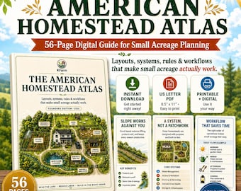 American Homestead Atlas, 56-Page Small Acreage Planning Guide, Digital PDF