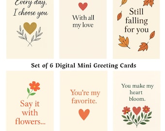 Set of 6 Digital Mini Greeting Cards – “Petals & Promises” Collection (4x6 in)