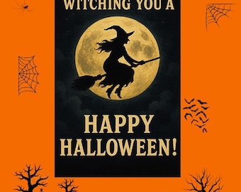 Vintage Witch Halloween Printable – Spooky Retro Wall Art Decor