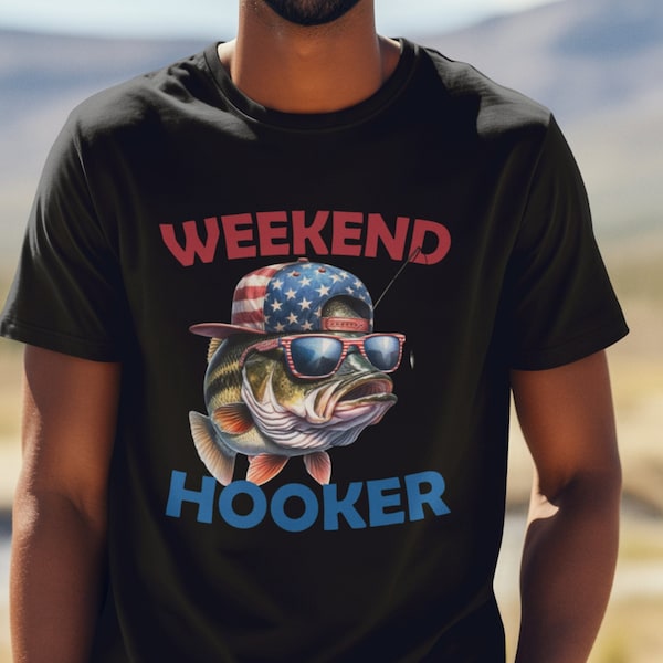 Weekened Hooker T-shirt, Fishing Tees, Dad Shirt, Fisher Gift, Mom Shirt, Camping Outfit, Lake Vibes, Outdoor Tee..