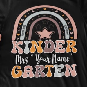 Camiseta personalizada para professora de jardim de infância, Camiseta Groovy para professora, Camiseta para professora de jardim de infância, Camiseta personalizada para professora, Camiseta Groovy Rainbow.