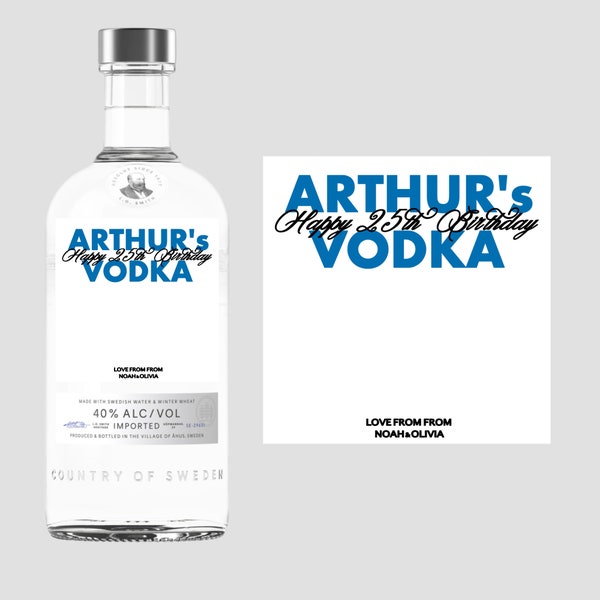 Benutzerdefinierte Absolut Vodka Personalisierte Flaschenetikett Alles Gute zum Geburtstag für jeden Anlass Aufkleber Einzigartige Spaß Geschenke Name
