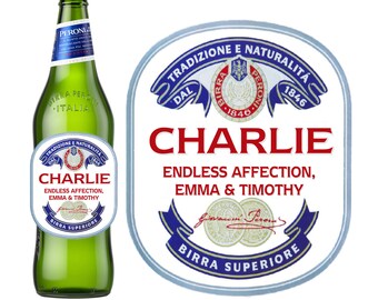 Custom Personalised Peroni Beer Bottle With Name Label Happy Birthday For Any Occasion Sticker Unique Fun Gifts Party Wedding Beer Bottles